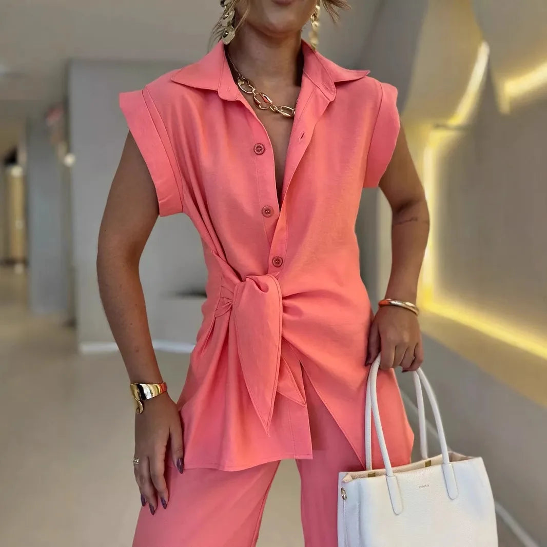 Premium Women Tie Waist Short Sleeve Co-Ord Set – Modern Style, Superior Comfort & Everyday Versatility