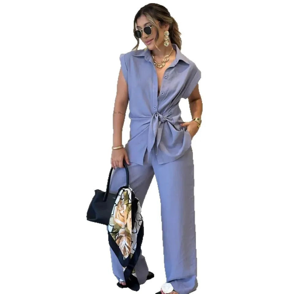 Premium Women Tie Waist Short Sleeve Co-Ord Set – Modern Style, Superior Comfort & Everyday Versatility