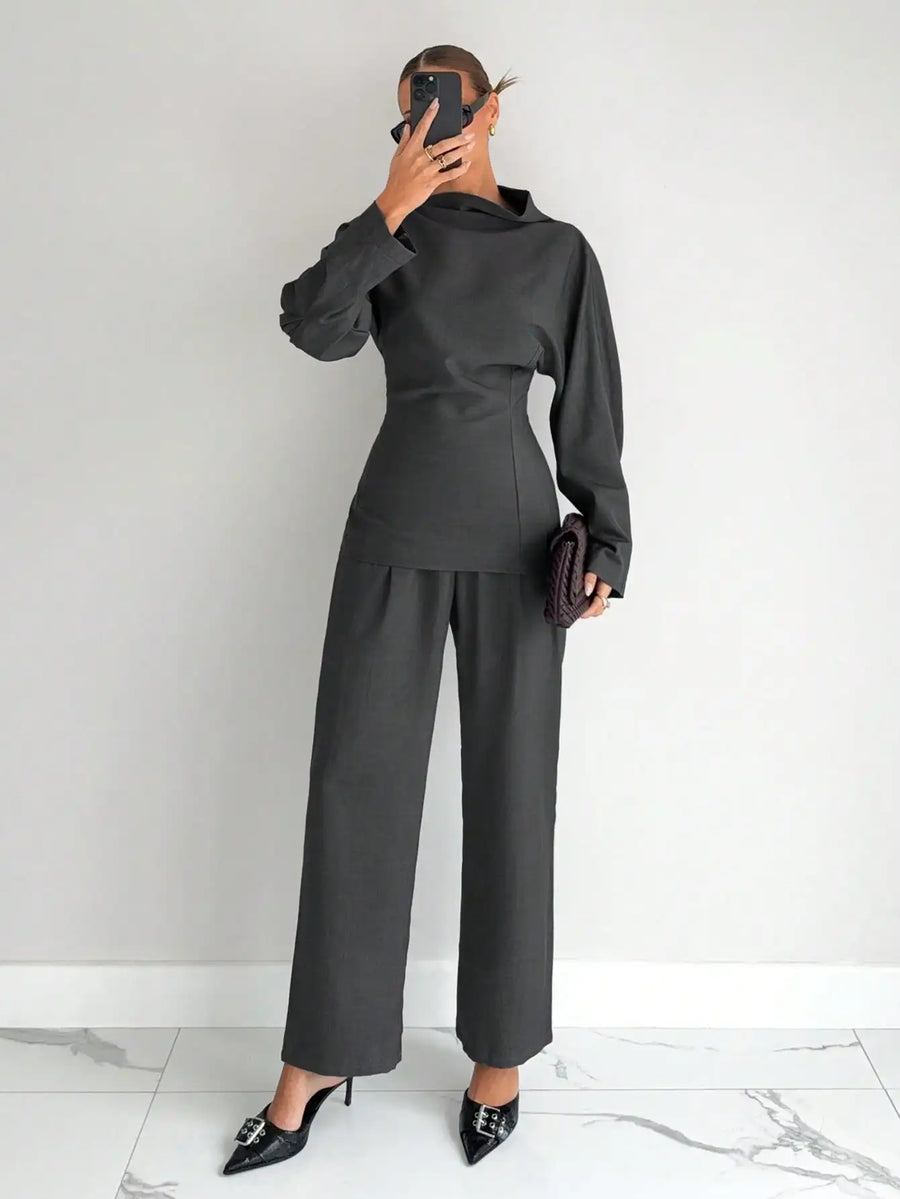 Premium Women Grey 2-Piece Business Set – Modern Style, Superior Comfort & Everyday Versatility